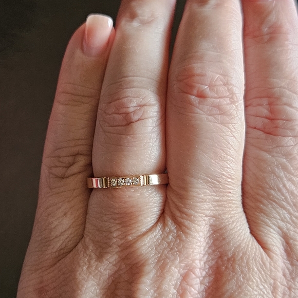 Cartier 18ct Maillon Panthere Wedding Ring with 4 diamonds,Rose Gold Accent Band - Picture 8 of 11